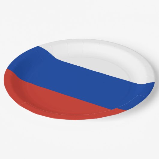Russland-Flagge Pappteller (Schrägansicht)