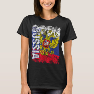 RUSSLAND-Flagge Vintag in Bedrängnis geratenes RUS T-Shirt