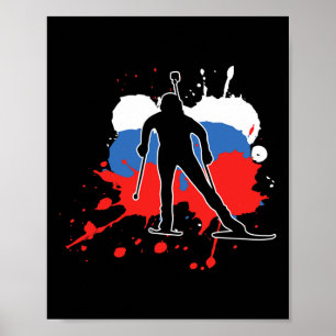 Russland Flaggenbiathlonistin - Russische Biathlon Poster