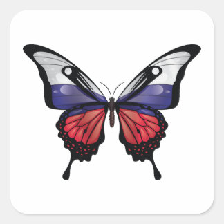 Russland-Frack-Schmetterlingsflagge Quadratischer Aufkleber