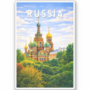 Russland Illustration Reise Kunst Vintage Aufkleber