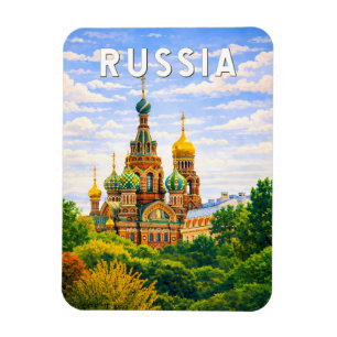 Russland Illustration Reise Kunst Vintage Magnet