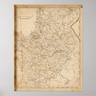 Russland in Europa Karte von Arrowsmith Poster