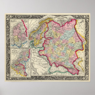 Russland in Europa, Schweden und Norwegen Poster