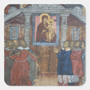 Russland, Jaroslawl, Fresko in der Kathedrale des Quadratischer Aufkleber