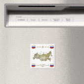Russland Karte + Flaggen Magnet (In Situ (Geschirrspüler))