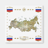 Russland Karte + Flaggen Magnet (Vorne)