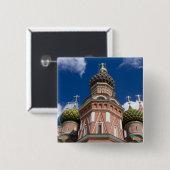 Russland, Moskau, Roter Platz. Basilius-Kathedrale Button (Vorne & Hinten)