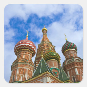 Russland, Moskau, Roter Platz, Basilius-Kathedrale Quadratischer Aufkleber