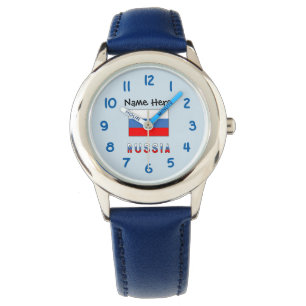 Russland Russische Flagge Schwarz Personalisierung Armbanduhr