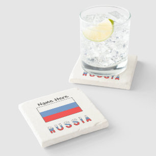 Russland Russische Flagge Schwarz Personalisierung Steinuntersetzer