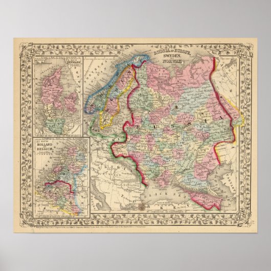 Russland, Schweden, Norwegen - Karte von Mitchell Poster (Vorne)