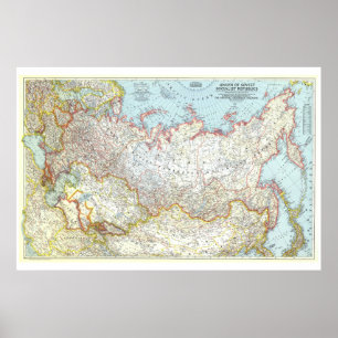" Russland (Sowjetunion): 1944 Detaillierter MAP . Poster
