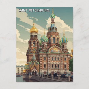 Russland St. Petersburg Reise Postkarte