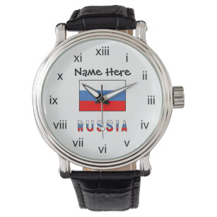 Russland und Russische Flagge mit Ihrem Namen Armbanduhr
