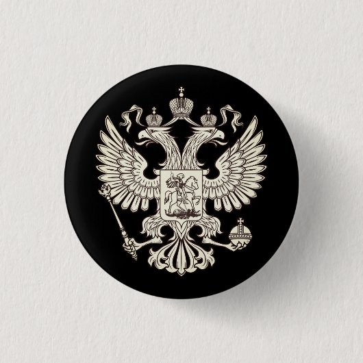 Russland - Wappen - weiße Version Button (Vorderseite)