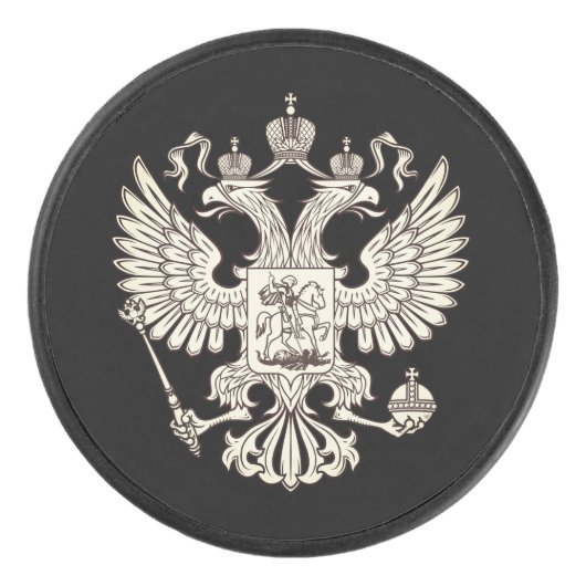 Russland - Wappen - weiße Version Eishockey Puck (Vorderseite)