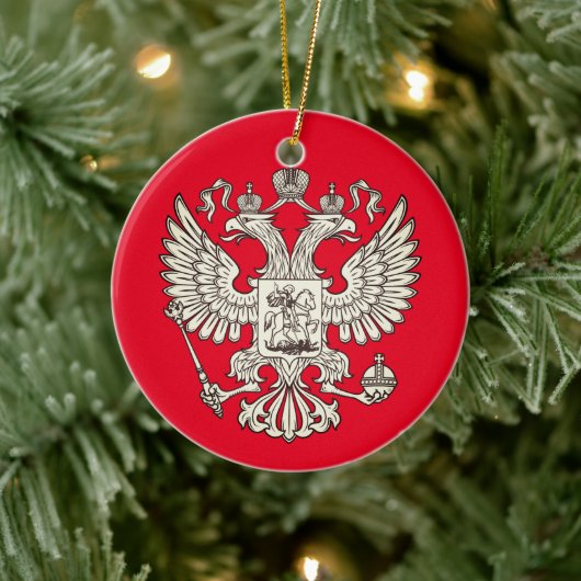 Russland - Wappen - weiße Version Keramik Ornament (Baum)