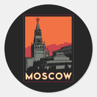 Russlands kremlin art Deko Retroreise Runder Aufkleber