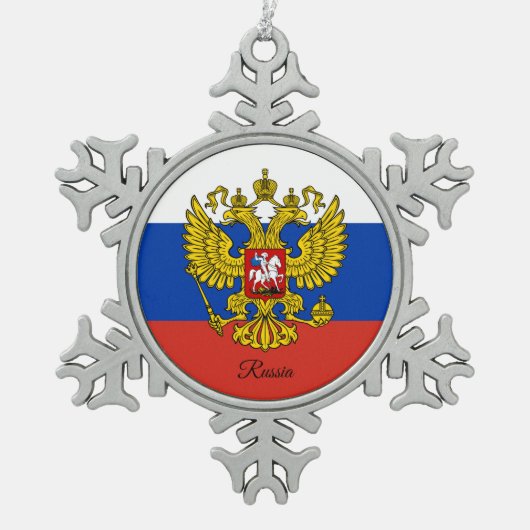 Russlands Schneeflocke, russische Flagge Schneeflocken Zinn-Ornament (Vorderseite)