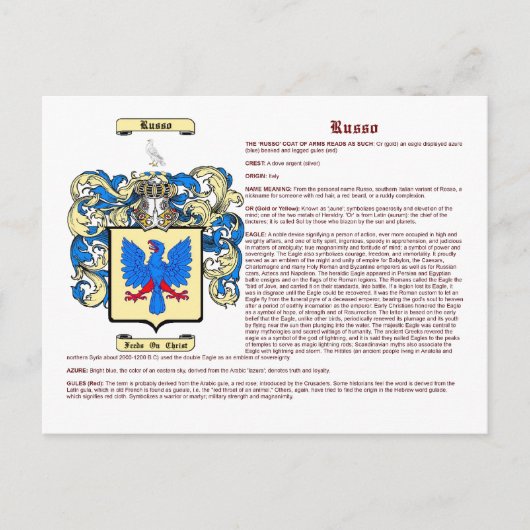Russo (Bedeutung) Postkarte (Vorderseite)