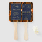 Rust Agate Navy Blue Gold Script Wedding Programm Fächer (Vorne und Hinten)