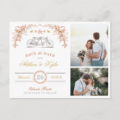 Rust and Honey Bicycle 2 Foto Save the Date Ankündigungspostkarte (Vorderseite)