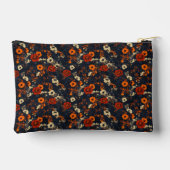 Rust and Orange on Blue Ditsy Country Floral Zubehörtasche (Rückseite)