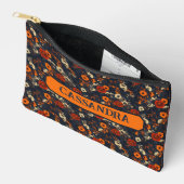 Rust and Orange on Blue Ditsy Country Floral Zubehörtasche (Offen)