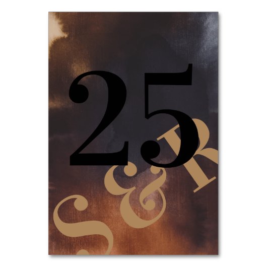 Rust Art Big Monogram Modern Bold Simple Wedding Tischnummer (Vorderseite)
