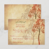 Rust Autumn Fall Tree Wedding RSVP Reply Card Karte (Vorne/Hinten)