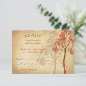 Rust Autumn Fall Tree Wedding RSVP Reply Card Karte (Stehend Vorderseite)