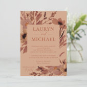 Rust Autumn Watercolor blüht Hochzeitseinladung Einladung (Stehend Vorderseite)