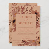 Rust Autumn Watercolor blüht Hochzeitseinladung Einladung (Vorne/Hinten)