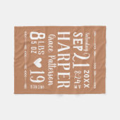 Rust Baby Birth Stats Keepake Fleecedecke (Vorderseite (Horizontal))