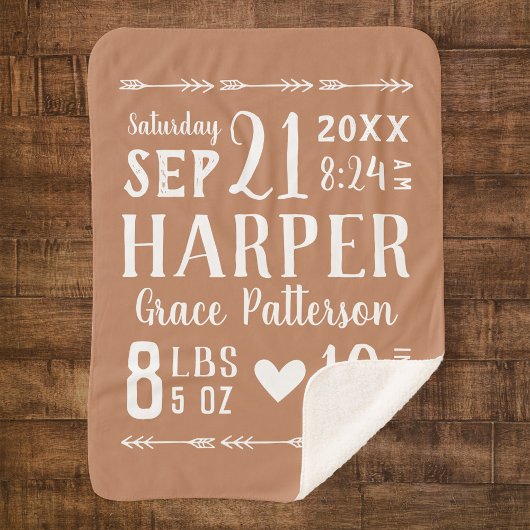 Rust Baby Birth Stats Keepake Sherpadecke