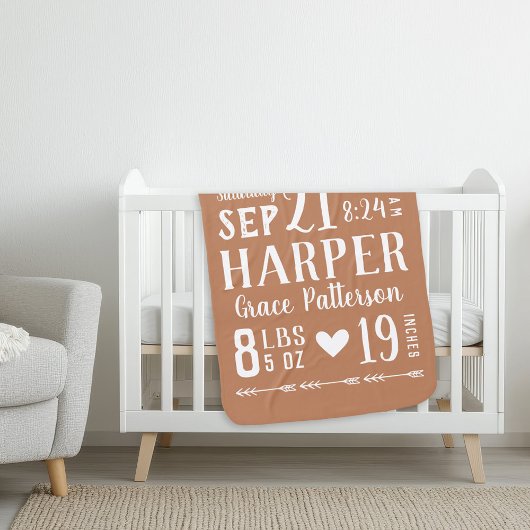 Rust Baby Birth Stats Keepake Sherpadecke