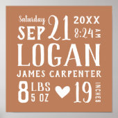 Rust Baby Boy Birth Stats Keepake Poster (Vorne)