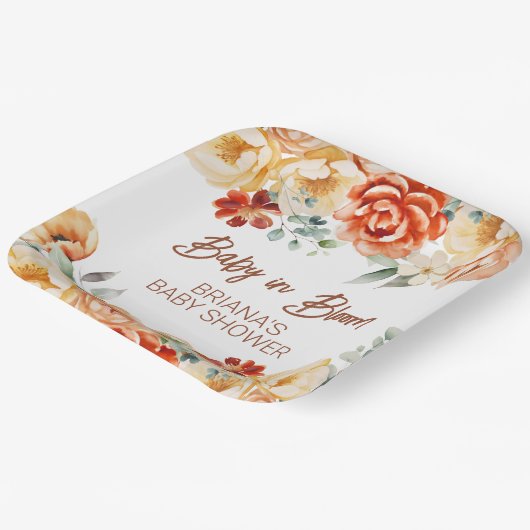 Rust Beige Bläschen neutrale Babydusche Pappteller (Gewinkelt)