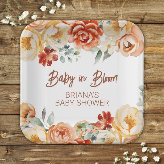 Rust Beige Bläschen neutrale Babydusche Pappteller