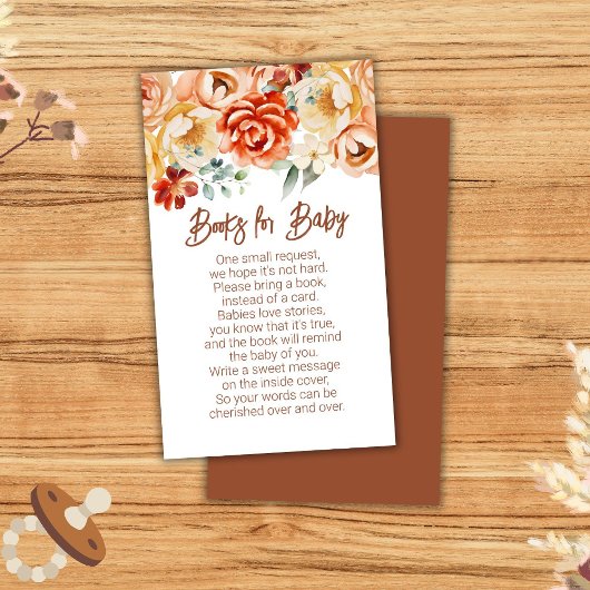Rust Beige Floral Baby Shooting Books for Baby Begleitkarte