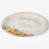 Rust-Blätter Pumpkin Fall Girls Babydusche Pappteller (Schrägansicht)