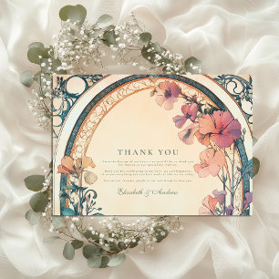Rust Blaue Blütenhochzeit Dankeskarte