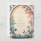 Rust Blaue Blütenhochzeit Save The Date (Vorderseite)