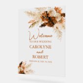 Rust Bohemisch Pampas Grass Wedding Willkommen Acrylschild (Winkel)