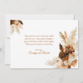Rust Bohemisch und Pampas Grass Wedding Dankeskarte (Rückseite)