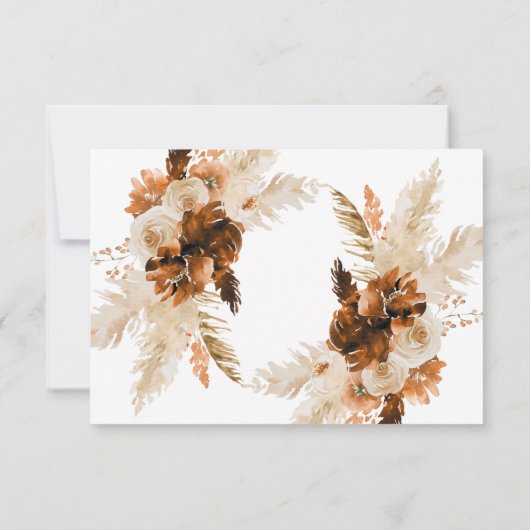 Rust Bohemisch und Pampas Grass Wedding RSVP Card (Rückseite)