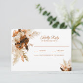 Rust Bohemisch und Pampas Grass Wedding RSVP Card Karte (Stehend Vorderseite)