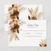 Rust Bohemisch und Pampas Grass Wedding RSVP Card Karte (Vorne/Hinten)