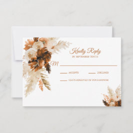 Rust Bohemisch und Pampas Grass Wedding RSVP Card Karte